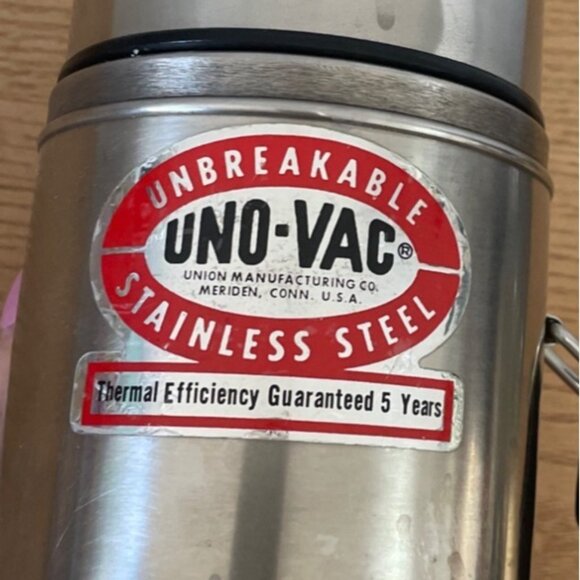Vtg Uno-Vac Stainless Steel Thermos 1 Qt Unbreakable USA Insulated W Handle - Picture 4 of 12
